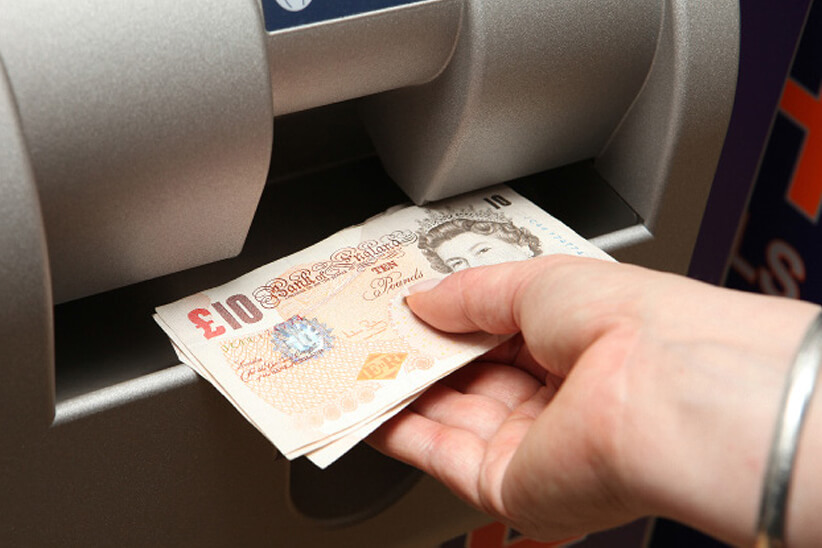Cash dispensed from an ATM